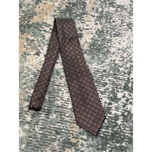 Beau Brummel SOHO Mens Tie Brown Blue Window Pane Check 100% Silk Jacquard